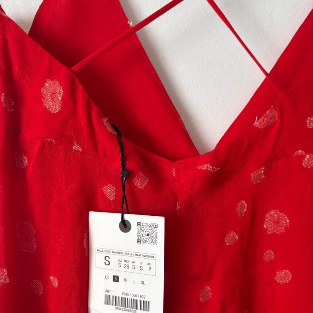 Zara ZW Strappy Midi Dress NWT Red Size Small Blogger Fav - Picture 11 of 14
